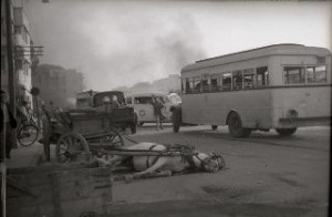 Street after Egyptian bombing 1948/Photo: Beno Rothenberg