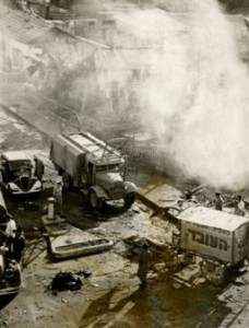 Firefighters on scene of German Air Force bombing 1941/Photo: Zoltan Kluger