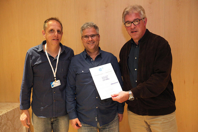Stephen Davis with Yoav Katz and Mati Harari/Photo: Naaman Stavi, courtesy of EPOS