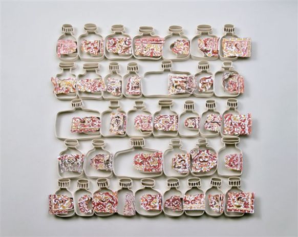Cohavit Ben Ezra Goldenberg, Canned, porcelain, pigments. Hand built, painting, electric firing