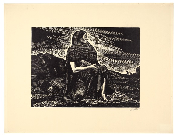 Alberto Beltrán, Manuela Sanchez, Spanish guerilla, Women for the Revolution, ca. 1946, linocut, printed at Taller de Gráfica Popular