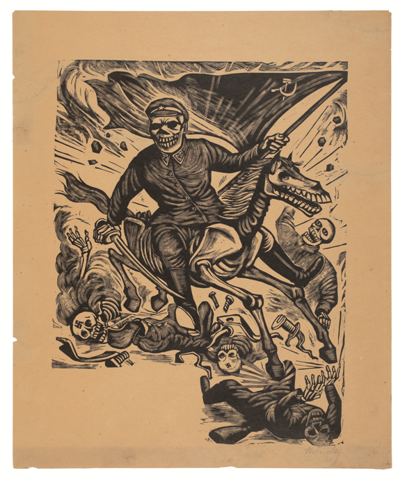 Leopoldo Méndez, Corrido of Stalingrad, 1942, linocut, printed at Taller de Gráfica Popular