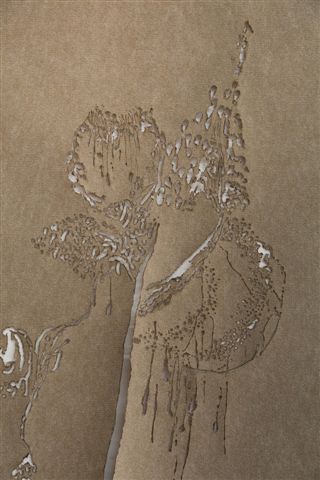 Sagit Mezamer, Chasing the Dragon, Living apart, #2 (detail), mixed media on felt carpet, 200x 90