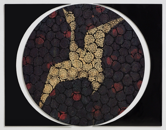 Masha Zusman, Untitled, 2013-14,ballpoint pen and industrial paint on wood