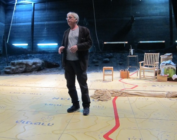 Playwright and director Hillel Mitelpunkt on the rehearsal set of Gorodish/Photo: Ayelet Dekel