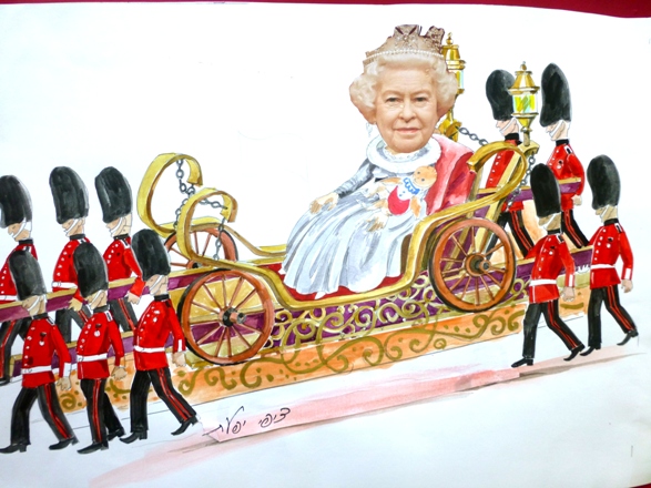Sketch for Queen Elizabeth Float/Parade designer: Zipi Ifat