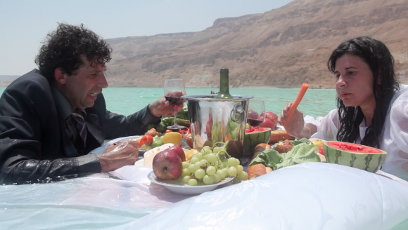 Shahar Marcus and Nezaket Ekici, Salt Dinner, 2012, video, 3:14 mins., courtesy of the artist and Braverman Gallery, Tel Aviv