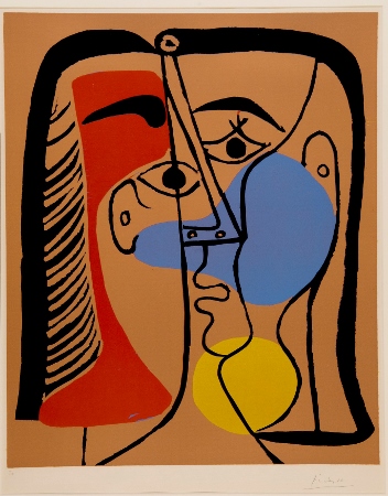 Pablo Picasso, Big Head, Color engraving on linoleum, 1962 640x530 mm, The Israel Museum, Jerusalem, Gift of George Bloch, Zurich/Photo by Avshalom Avital Succession Picasso 2016
