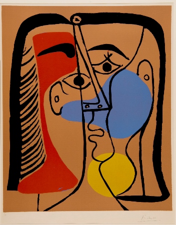 Pablo Picasso, Big Head, Color engraving on linoleum, 1962 640x530 mm, The Israel Museum, Jerusalem, Gift of George Bloch, Zurich/Photo by Avshalom Avital Succession Picasso 2016 